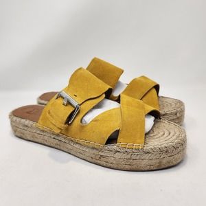 Marc Fisher Womens Venita Yellow Suede Esapdrille Sandals Size 8.5 M Flatform